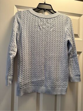 Brooks Brothers Light Blue Cable-Knit Crewneck Sweater